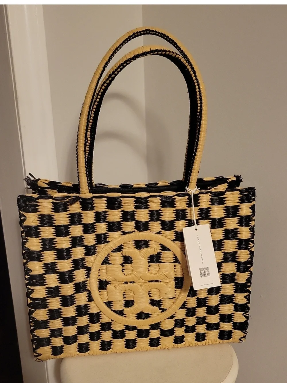 Tory Burch Ella Crocheted Raffia Tote NWT